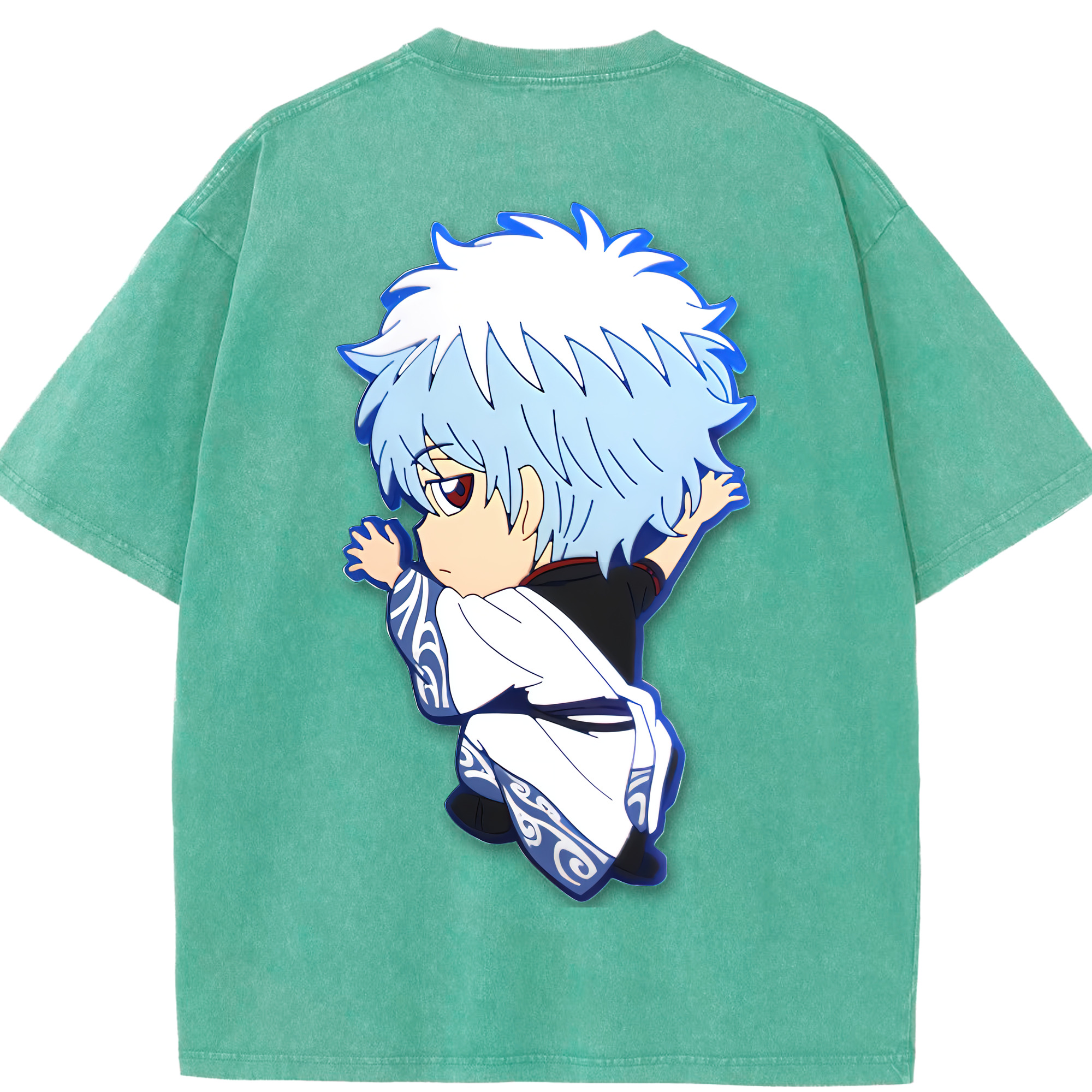 （画像用） ぎんたま 坂田銀時（さかたぎんとき） 神楽 志村新八（しむら しんぱち） GINTAMA Sakata Gintoki Kagura Shimura Shinpachi 綿100% ヴィンテージ風 半袖Tシャツ（背面プリント）